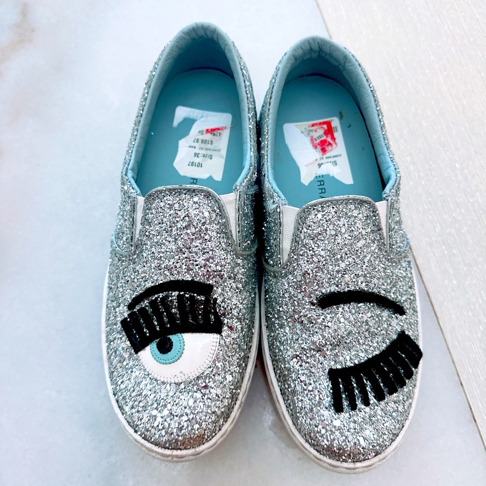Chiara Ferragni Glitter Eye Slip-On Sneakers